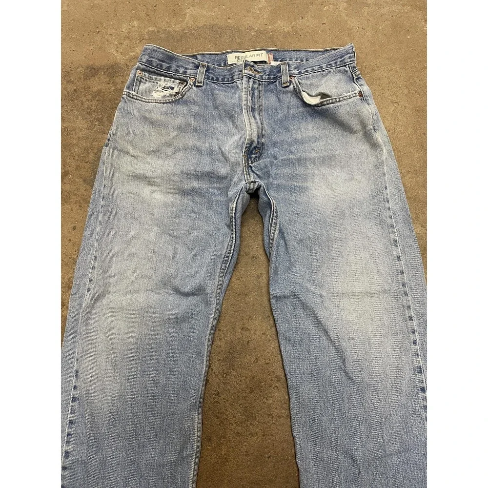 Levis 505 Jeans Mens 36x30 Light Wash Blue Regular Fit‎ Straight Leg Zip Fly
